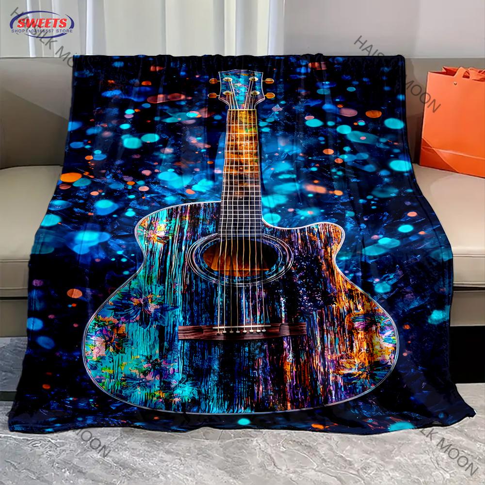 Next Day Shipping Great Gifts for Music Lovers Guitar Printed Blankets Bedroom Sofa Office Four Seasons Shawl Blanket Super Soft