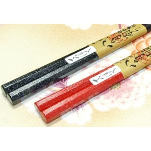 Daikokuya Edo Wooden Chopsticks, Octagonal Galaxy Lacquer (Standard Size) 1 Pair, Medium Size/Vermilion: 21.5cm