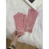 Korean Cute Knitted Wool with Five Finger Gloves for Women In Winter  Warm Touch Screen and Split Finger Cycling Trend
