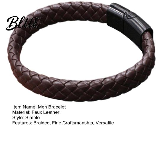 Faux Leather Bracelet Men Imitation Lightweight Wear-resistant Retro Gift Style