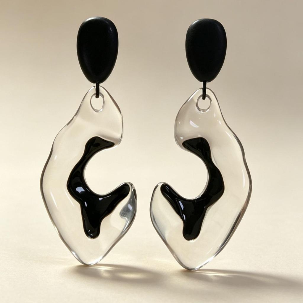 Vintage Black Series Stud Earrings 925 Silver Needle Minimalist High-End Personality Accessories for Women