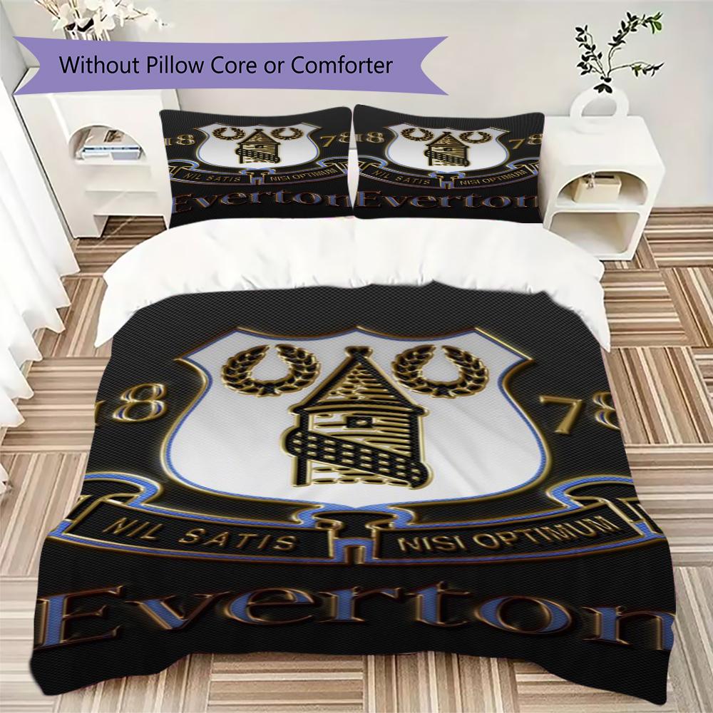 Everton FC Pattern Bedding Uilt Set Uilt Cover Pillowcase Home Decoration Birthday Gift (1 * Duvet Cover + 2 * Pillowcase  Without Core)41
