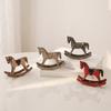 Wooden Rocking Horse Figurine Retro Miniature Horse Ornament Rustic Desktop Rocking Horse Statue for Home Table Centerpiece Shelf Cabinet