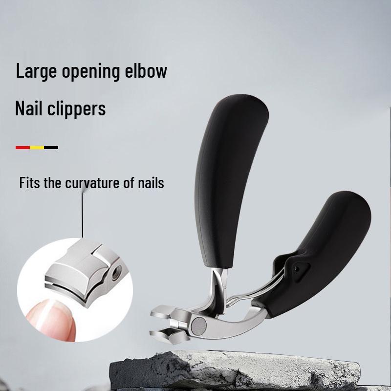 Coupe-ongles à tête courbée en acier inoxydable - Grande ouverture, Ciseaux de pédicure anti-éclaboussures
