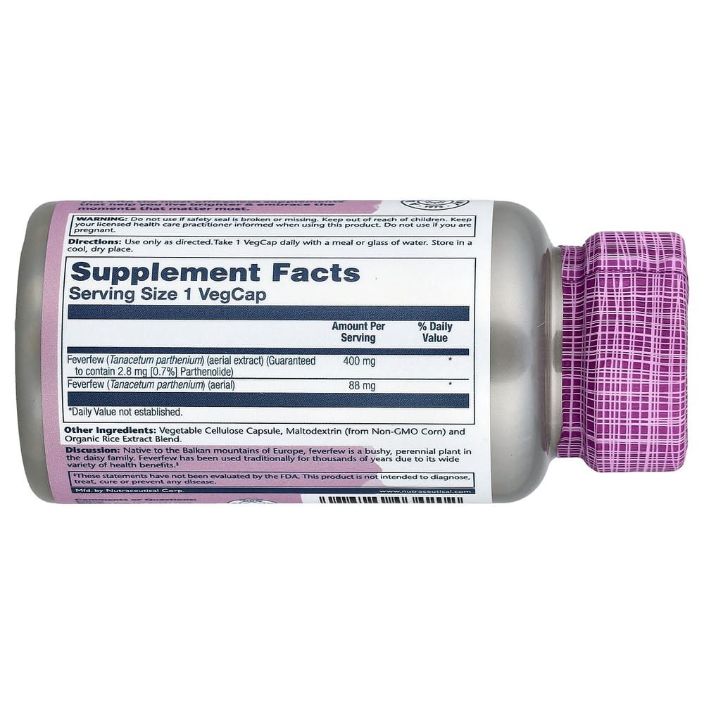 Solaray Vital Extract Feverfew 400mg Veggie Capsules, 60 Count