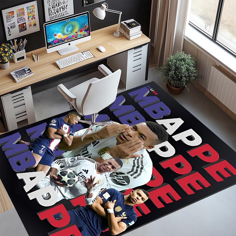 Kylian Mbappe Pattern Rug, Indoor/Outdoor Mat, for Picnic, Gameroom, Bedroom, Office, Living Room, Home Decor Carpet, Birthday Gift