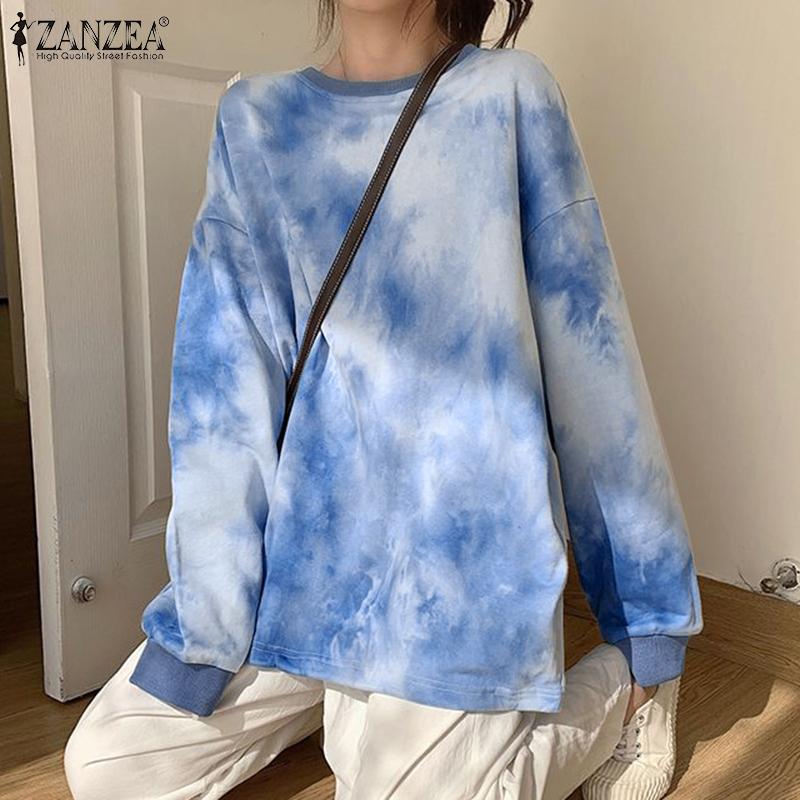 

ZANZEA Женский повседневный пуловер с круглым вырезом и длинными рукавами, толстовка, топы