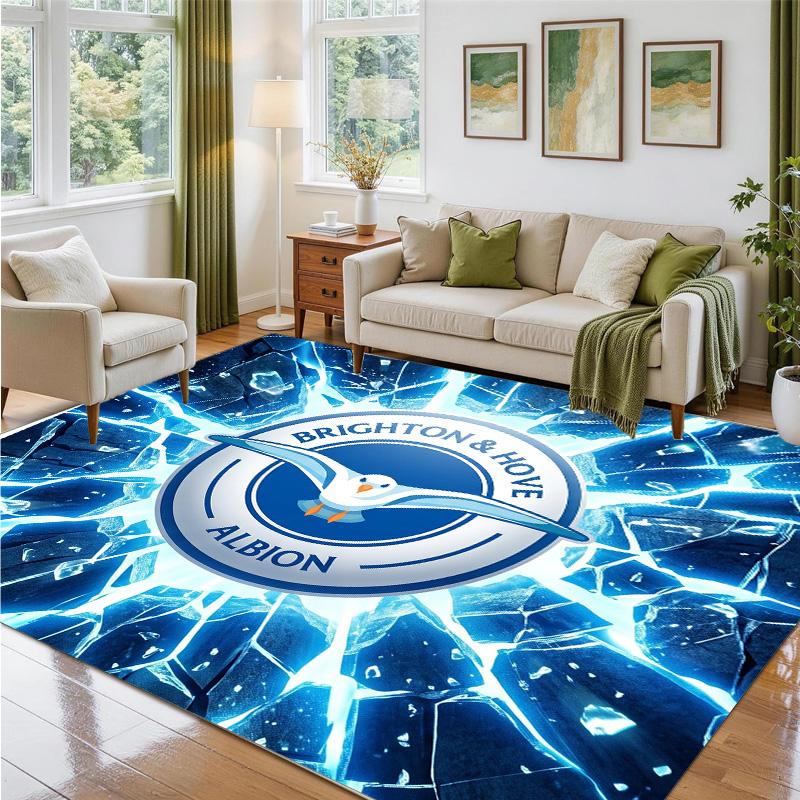 Brighton & Hove Albion Football Design Crystal Velvet Rug Soft Decorative Mat for Bedroom Entrance