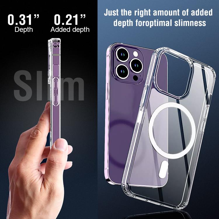 Us Stock Transparent Phone Case Tpu Safe Shockproof Clear Magnetic Cell Phone Case Cover for Iphone 14 15 16 17 Pro Max