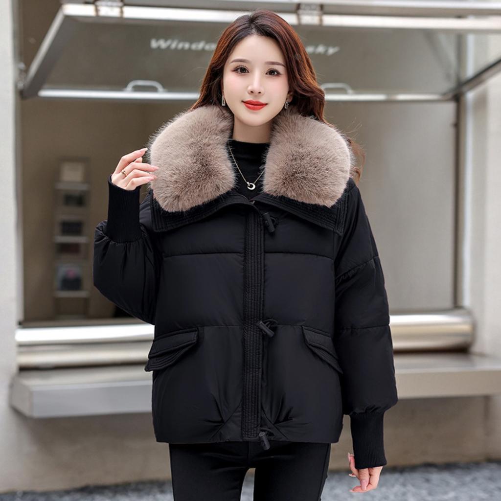 New Women's Short Padded Down Jacket, Korean Style Loose Thick Puffer Bread Coat Winter Outerwear For Petite