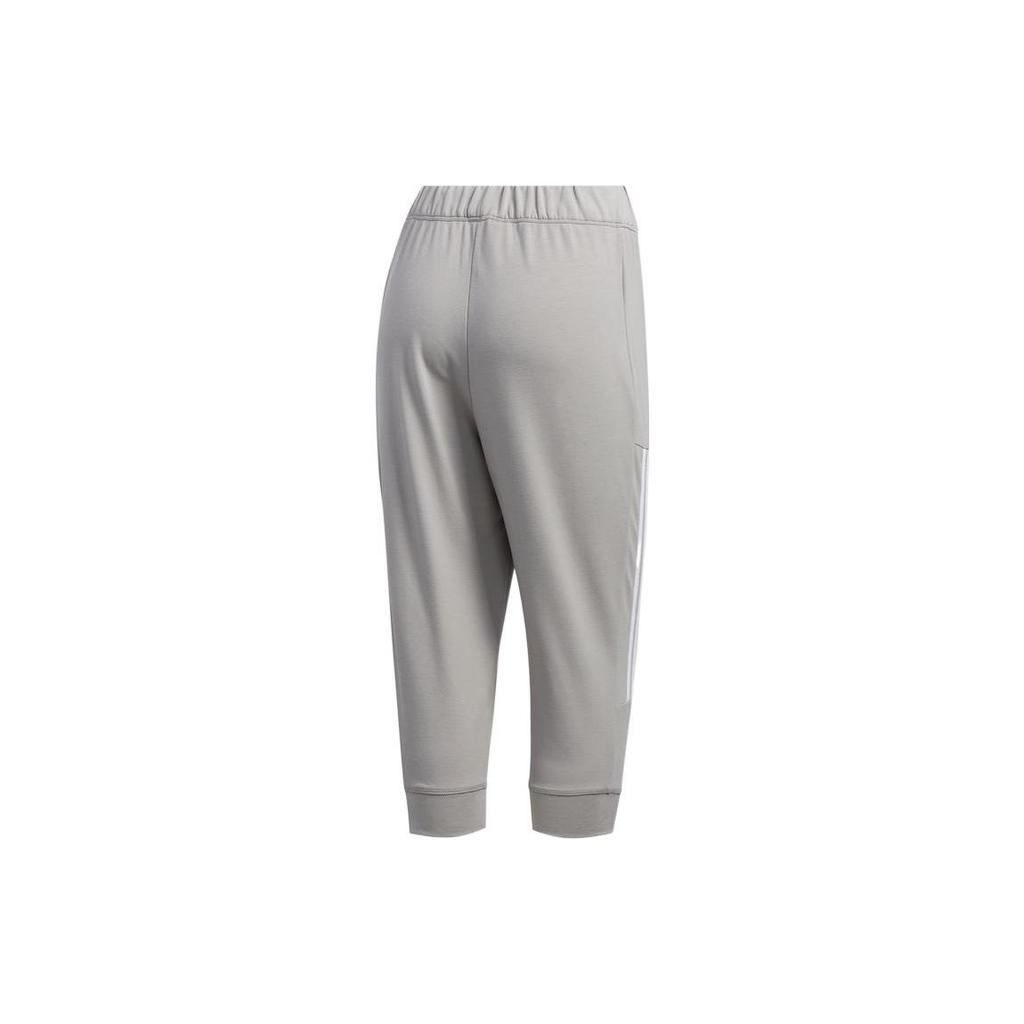 adidas Solid Color Striped Three-Quarter Sports Pants Retro Sports Long Pants Women Pants Gray FL2363