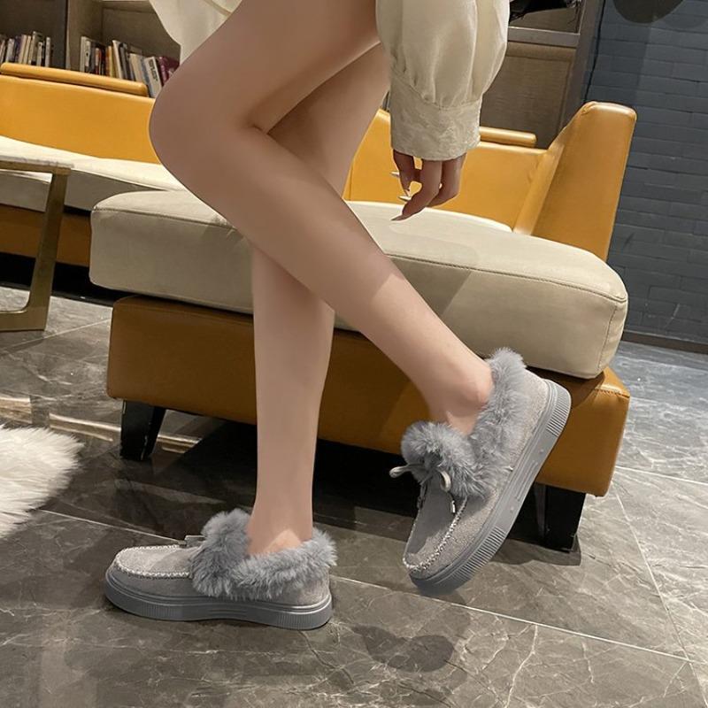 Snow Boots Women's Winter Round Toe Thick Sole Fleece Thickened Warm Cotton Shoes Women's Sewing Bag Shoes Snow Boots Beanie Shoes