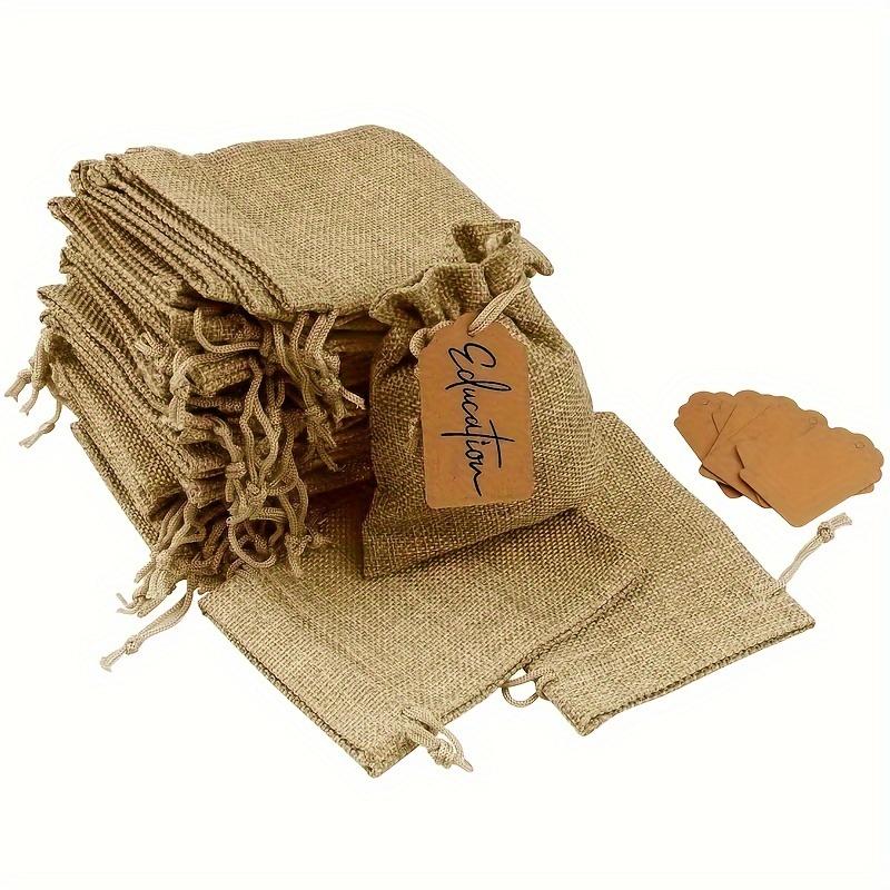 30 Premium Geschenktüten Wiederverwendbare Leinentaschen mit Kordelzug und Etiketten, Geeignet für Hochzeitsgeschenke, Party-Schmuckbeutel, DIY-Bastelarbeiten