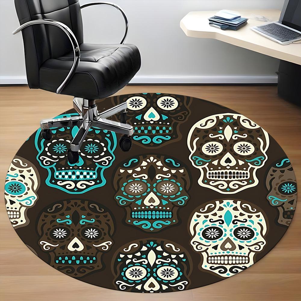 1pc Sugar Skulls Chair Carpet for Office Machine Washable Rug for Office, Good Gift for Family or Friends yy251225220