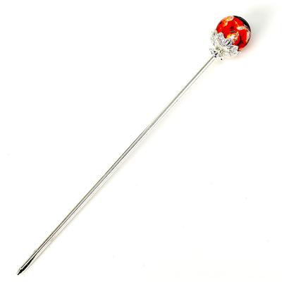 Sea Drop Kanzashi Glass Glass Hair Ornament for and Other Traditional Japanese Clothing Hairpin, Glow-in-the-dark Bead, Orange, 14mm, Glow-in-the-dark