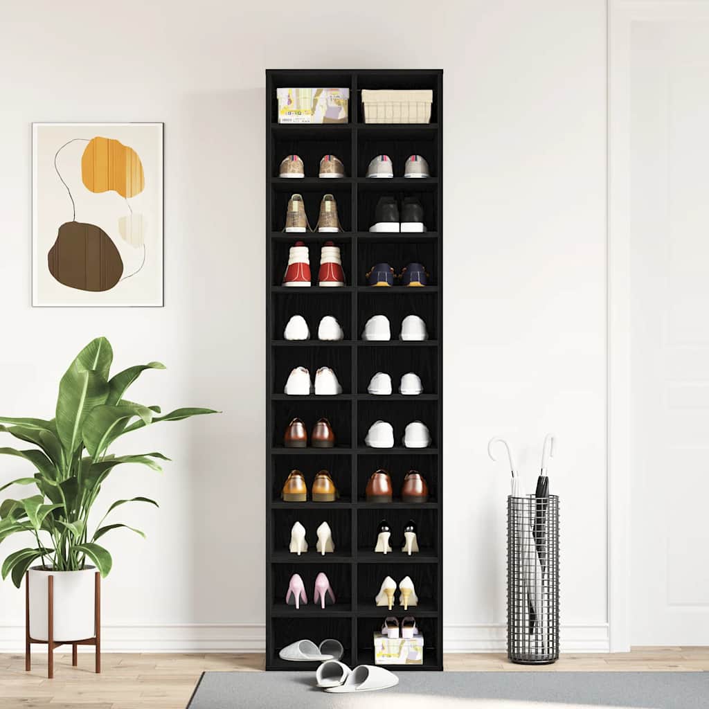Shoe Cabinet Black Oak Effect 54 x 34 x 183 cm Wood Based Panel