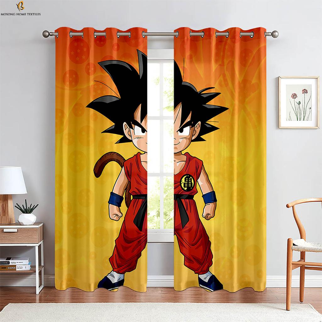 -Blooded Anime Cartoon Printed Curtains Boys And Girls Room Dormitory Decorative Curtains Easy To Wash And Care 2 Pieces