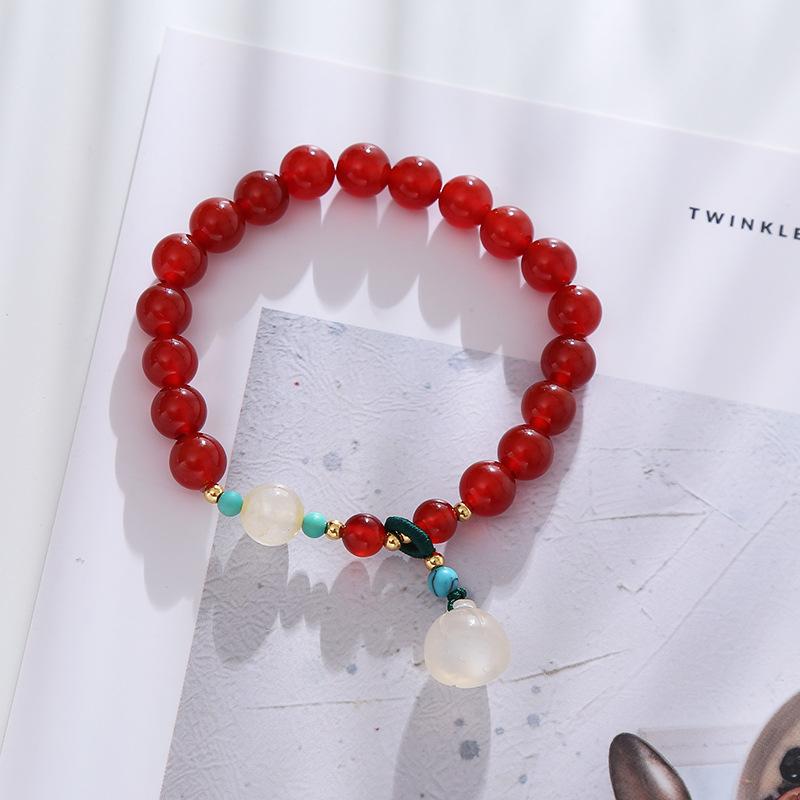 Simple Red Agate Bracelet Fashion Women Daily Jewelry Lucky Gift