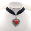 Große Heilige Herz Halskette,Flammendes Heiliges Herz,Religiöser Schmuck,Liebe Gottes Heilige Herz Halskette,Gothic Herz Samt Choker