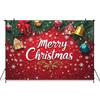 Mocsicka Merry Christmas Photography Backdrop Xmas Tree Winter Snow House Decorations Red Background Shooting Prop Studio Banner