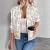 Women's Stand Collar Long Sleeve Metallic Zip-Up Bomber Jacket Regular Fit Casual Outerwear
