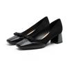 8-1 High Heels for Women's New Thick Heels, Light Mouth Bow, Pointed Head Temperament, Single Shoes for Women