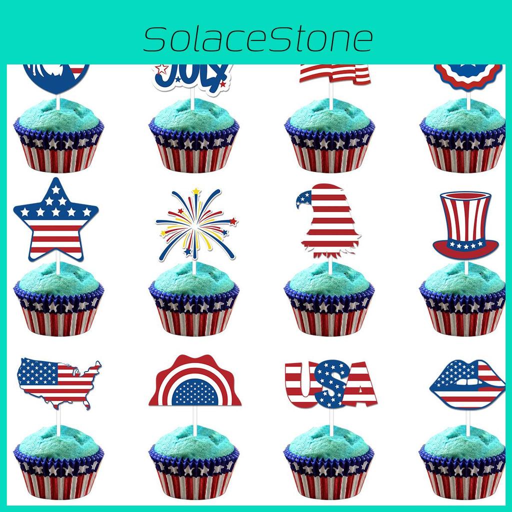 Independence Usa Day Flag Cake Insert Card For Party Table Decoration Dessert
