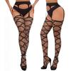 Plus Size Sexy Hollow Out Pantyhose Fishnet Long Socks Lace Mesh Suspender Garter Stockings Gothic Tights For Oversized Women Xl