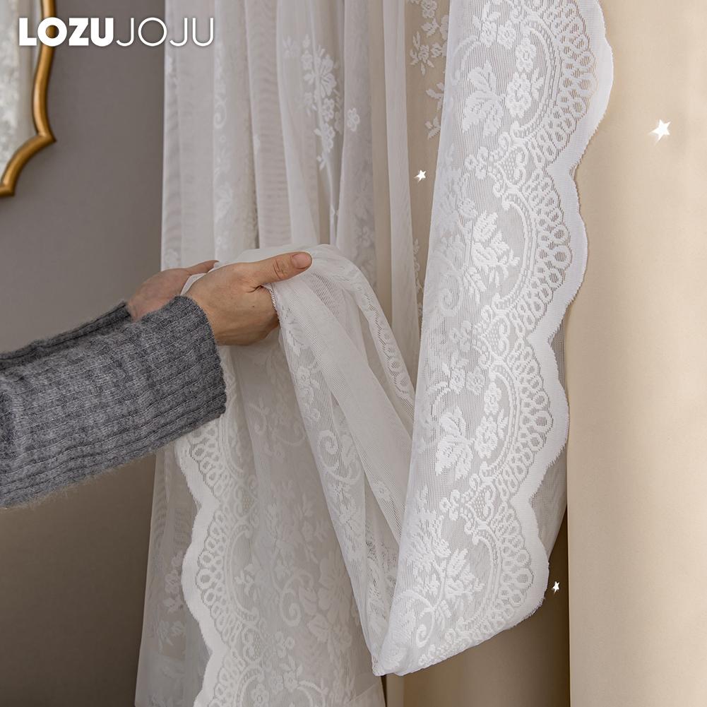 A Set of LOZUJOJU Hollow Star Blackout Curtain and Lace Sheer Curtains Integrated Gauze Curtain and Curtain for Living Room Bedroom Home Decor