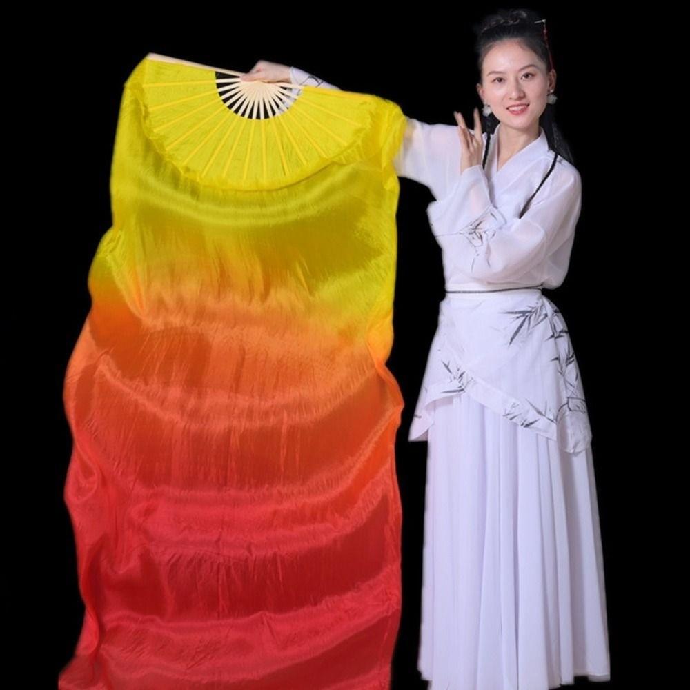 120/150/180cm Kid Women Belly Dancing Fan Right&Left Hands Practice Long Imitation Silk Fans