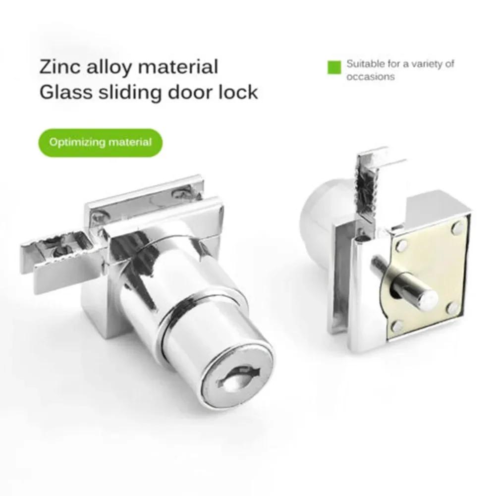 1pc Sliding Lock Zinc Alloy H Slide Chute Lock with Key for Jewellery Wine Showcase Cabinet Door Glass Push Furniture Hardware
