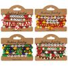 Bohemian World Cup National Pattern Seed Bead Pendant Bracelet Set