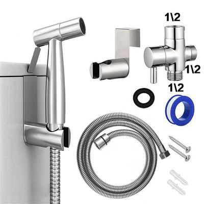 Dual Angle Valve Bidet Kit: High-Pressure Booster Spray Gun for Bathrooms
