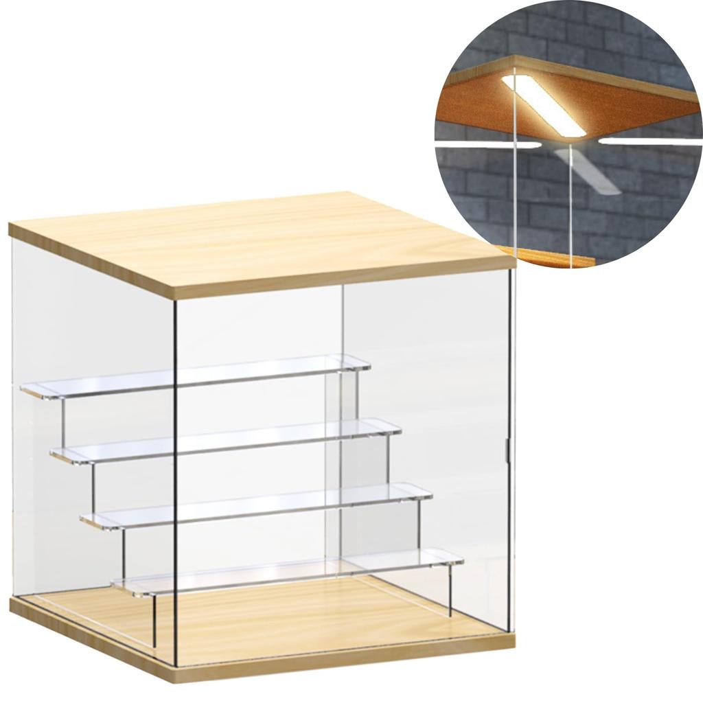 SAMIKAGO Acrylic Display Case with Transparent Display Stepped Tiered Display Collection Figure Display Assembly Required Lighted 5 Doors, Case,