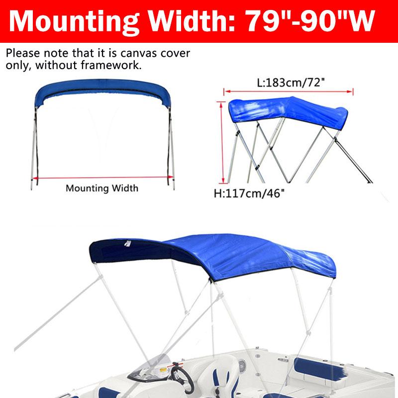 Waterproof 600D 3 Bow Bimini Top Boot Cover No Frame Yacht Boat Cover With Zipper Anti UV Dustproof Cover Marine Accessories
