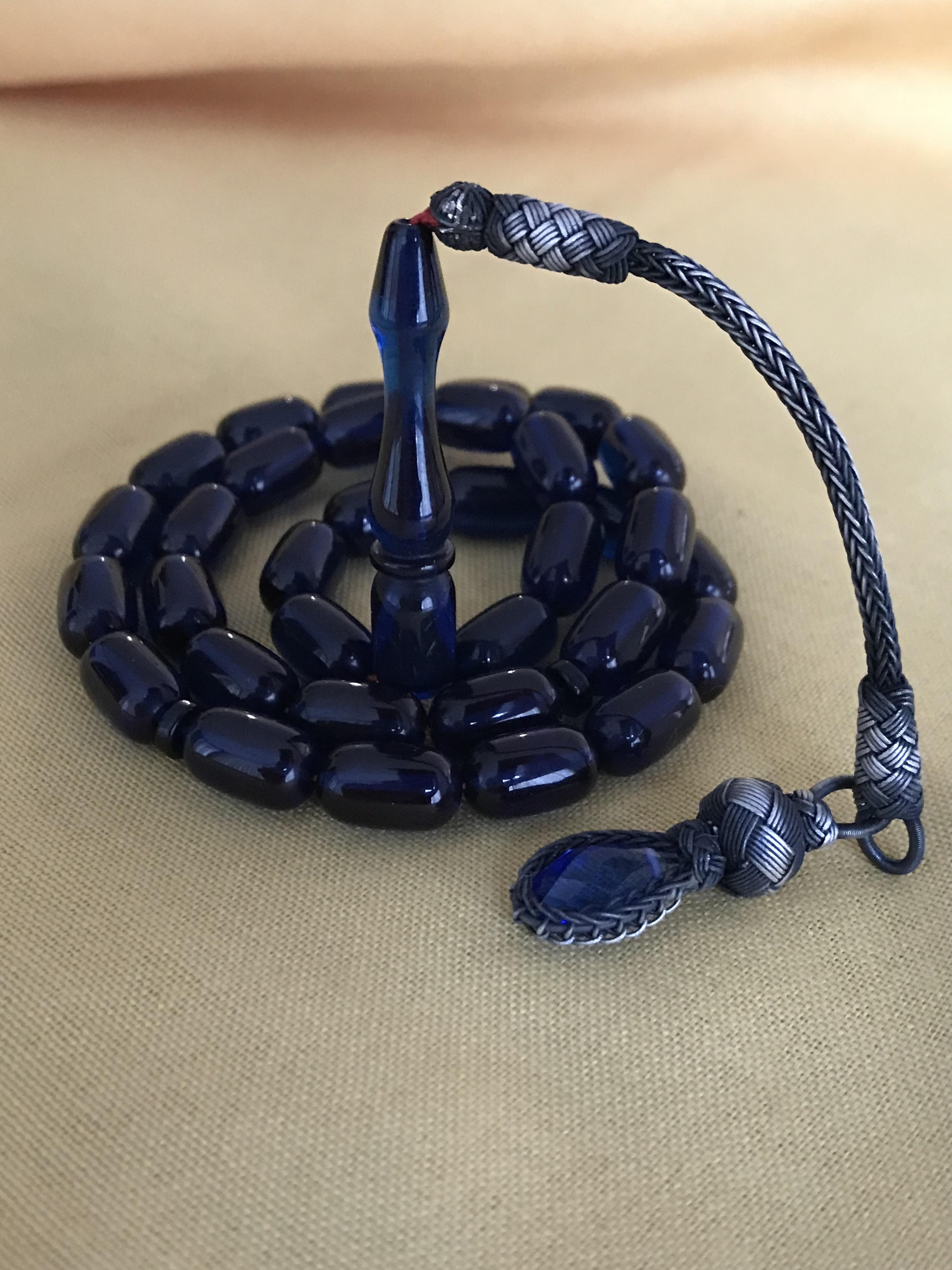 

Особый дизайн Янтарный стерлингового серебра 1000 пробы Tasbih Tasbih Ювелирный аксессуар Подарок 33 бусины Розарий