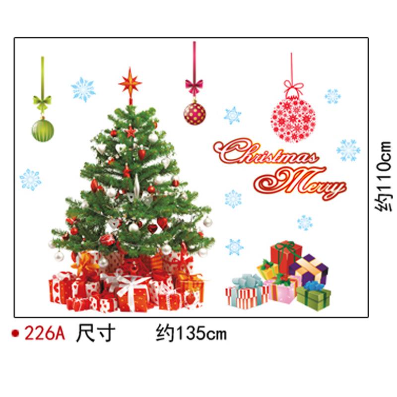 Christmas Tree and Old Man Cartoon Wall Sticker Shop Large Wall Self-adhesive Decorative Painting New Year's Wallpaper