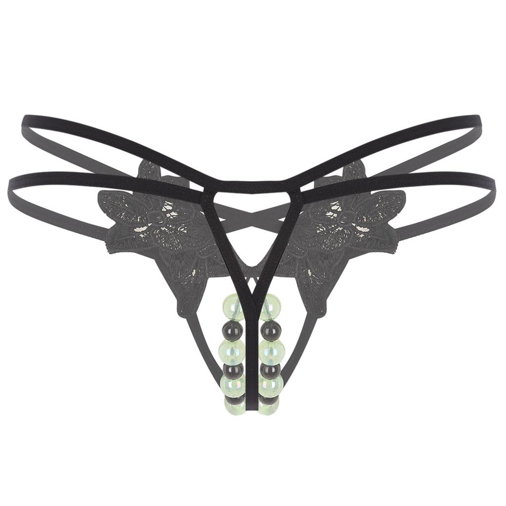 Womens Beads Massage Hollow Out Thong Lingerie Underwear