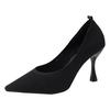 High Heels Women's Spring 2025 New Solid Color Thin Heel Elastic Fashion Breathable Fly-woven Pointed Head Shallow Mouth Single Shoes Women's Shoes