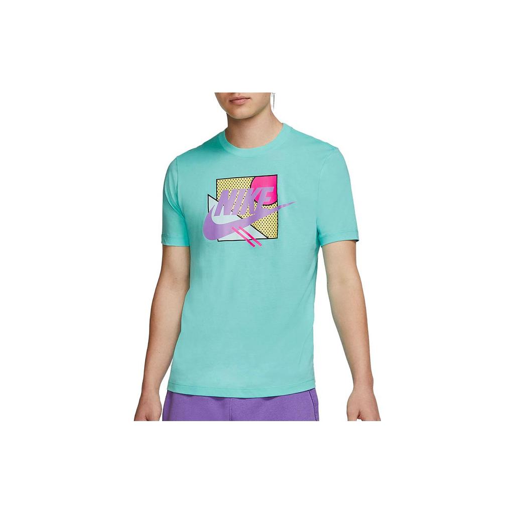 Nike T Shirts Men's Turquoise Crew Neck Moderate Straight Fit CJ7618-434
