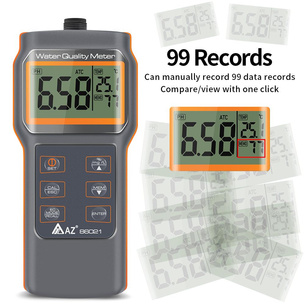 Dissolved Oxygen/PH/SALT/TDS/D.O./TEMP Detector Aquaculture Pool Aquarium Water Quality Tester Multifunctional PH Meter AZ86021