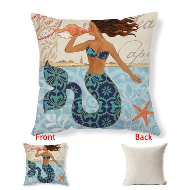 

Льняная наволочка с морскими животными, детская наволочка с принтом и рисунком, 45x45 см, Рождественский домашний декор, наволочки для дивана Monstera 45x45cm