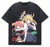 2026 Miss Kobayashi's Dragon Maid Tohru Anime Printed Black Washed Loose Pure Cotton Casual Street Style Fan T-shirt