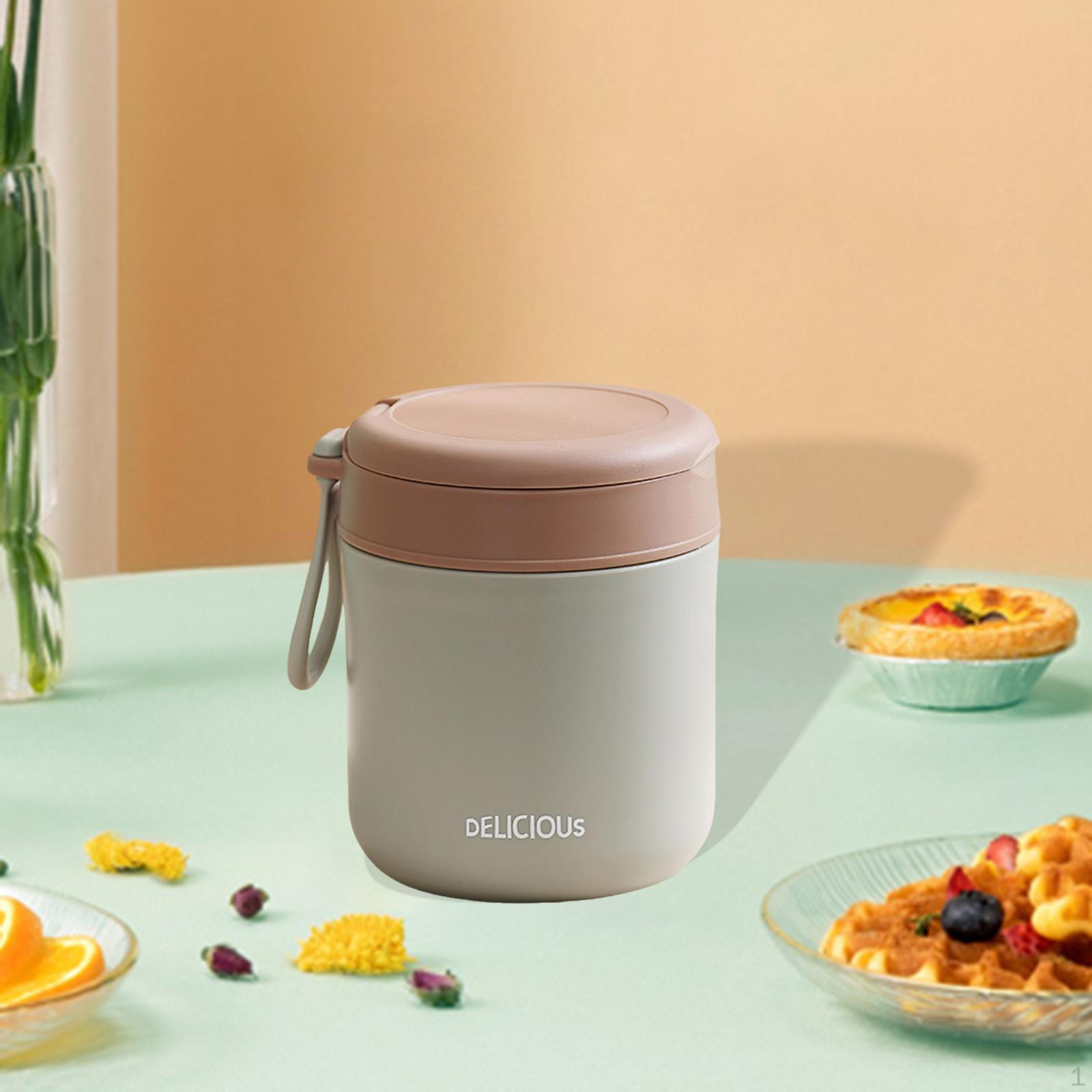 

Пищевой термос для супа со складной ложкой и крышками, идеальный обед на ходу зелёный