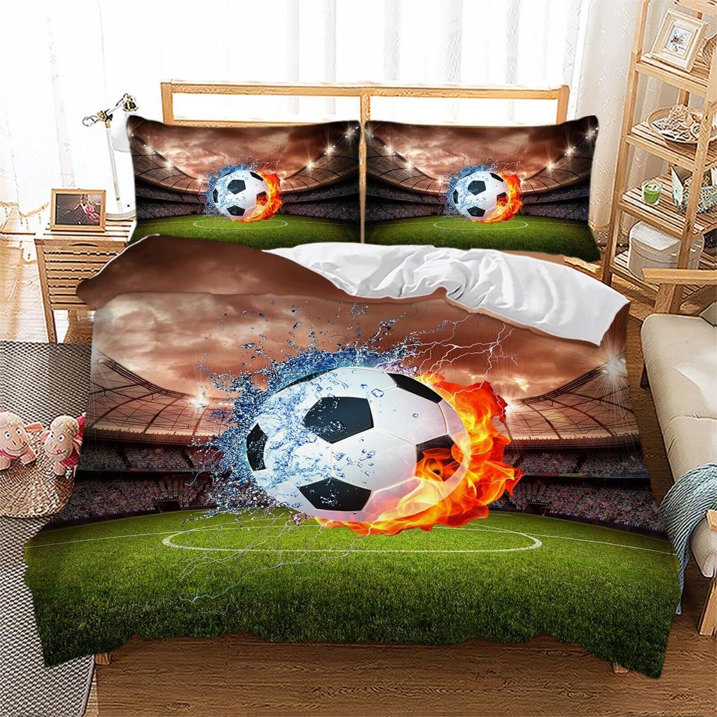 3D Football Duvet Qult Cover Bedding Set with Pillowcases Single Double King New