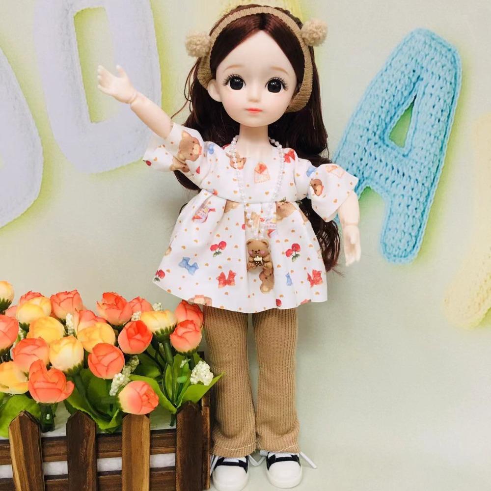 Long Hair 30cm Bjd Doll with Clothes Attractive Eyes Princess Makeup Ball Joint Doll  Babies
