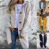Cardigan lungo in maglia da donna con cappuccio, chiusura a bottoni, design a righe, multicolore