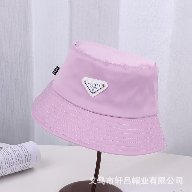 Smooth Satin Bucket Hat Women's New Casual Fashion Triangle Labeling Sunshade Basin Hat Sunscreen Bucket Hat