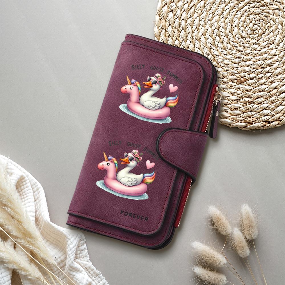 Cute Duck Print Long Wallet Fashion PU Leather Card Holder Casual Portable Purse for Women