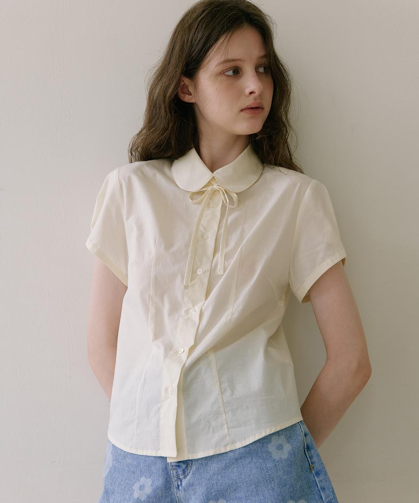 LAMINEZ Round Collar Blouse - Butter